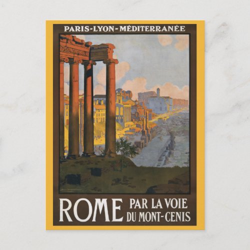 Rome Vintage Travel Poster Restored Postcard