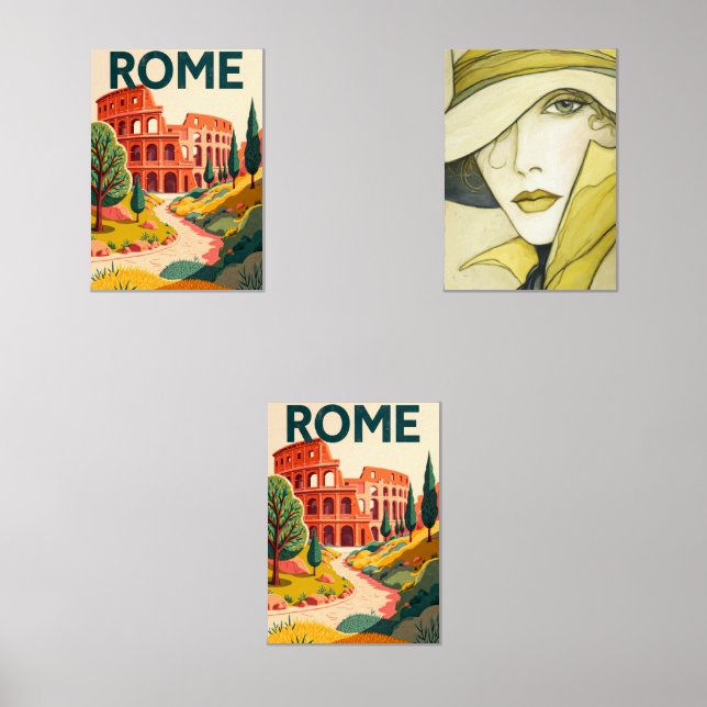 Rome Wall Art Print – Iconic Roma Cityscape Travel Sets (Front)