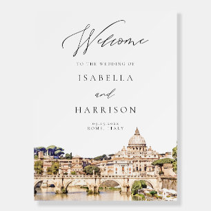 ROME Watercolor Skyline Travel Wedding Welcome Foam Board