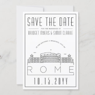 Rome Wedding Stylized Skyline Save the Date Invitation
