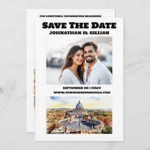 Rome wedding watercolor attractions photo save the date