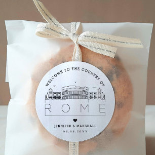 Rome Wedding Welcome Favor Classic Round Sticker