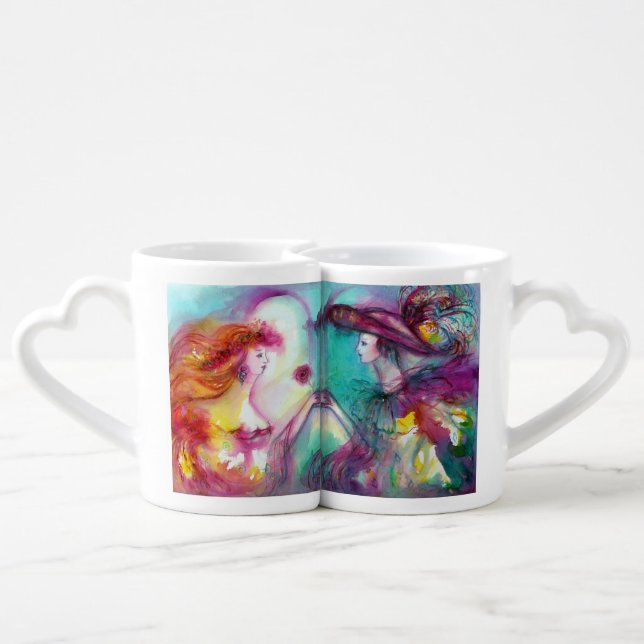 ROMEO AND JULIET BALCONY SCENE,Valentine's Day Coffee Mug Set (Back Nesting)
