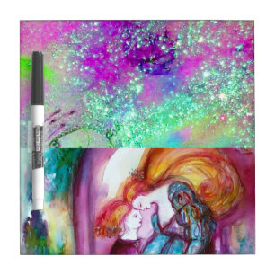 ROMEO AND JULIET / Gold Blue Purple Sparkles Dry Erase Board