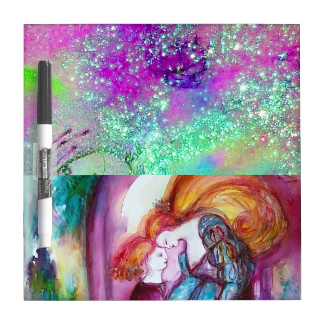 ROMEO AND JULIET / Gold Blue Purple Sparkles Dry Erase Board (Front)