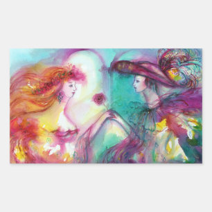 ROMEO AND JULIET / GOLD BLUE SPARKLES RECTANGULAR RECTANGULAR STICKER