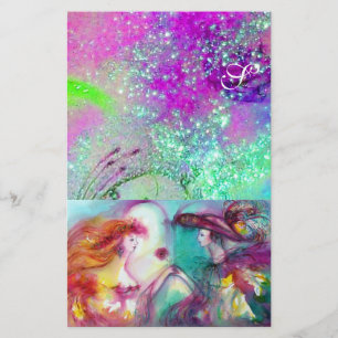 ROMEO AND JULIET,PURPLE TEAL BLUE GOLD SPARKLES STATIONERY