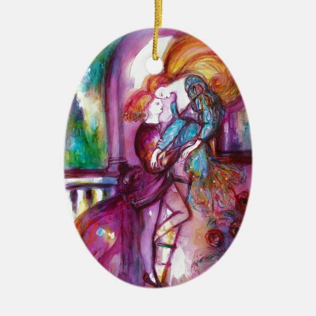 ROMEO AND JULIET Romantic Valentines's Day Ceramic Ornament (Front)