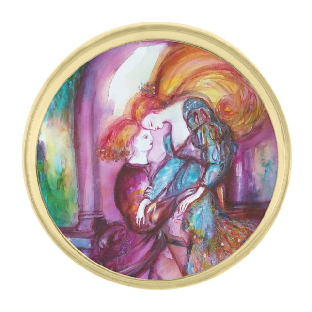 ROMEO AND JULIET Romantic Valentines's Day Gold Finish Lapel Pin (Front)