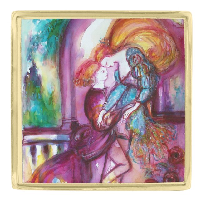 ROMEO AND JULIET Romantic Valentines's Day Gold Finish Lapel Pin (Front)