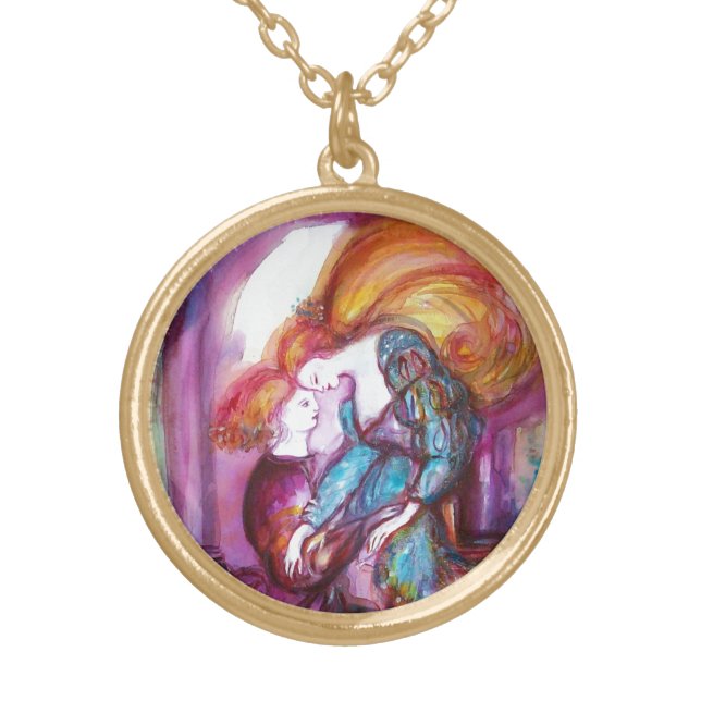 ROMEO AND JULIET Romantic Valentines's Day Gold Plated Necklace (Front)