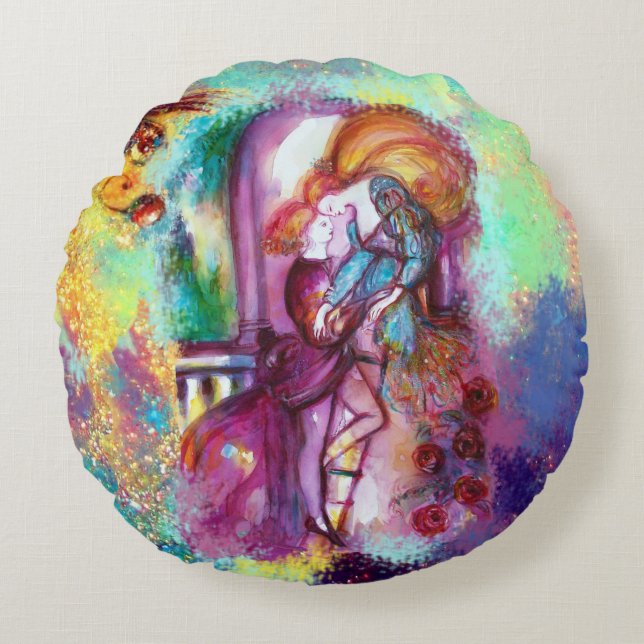 ROMEO AND JULIET Romantic Valentines's Day Round Pillow (Front)