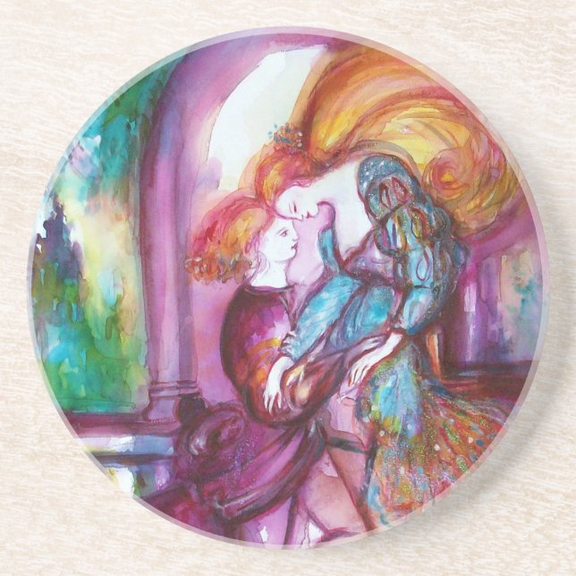 ROMEO AND JULIET Romantic Valentines's Day Sandstone Coaster (Front)