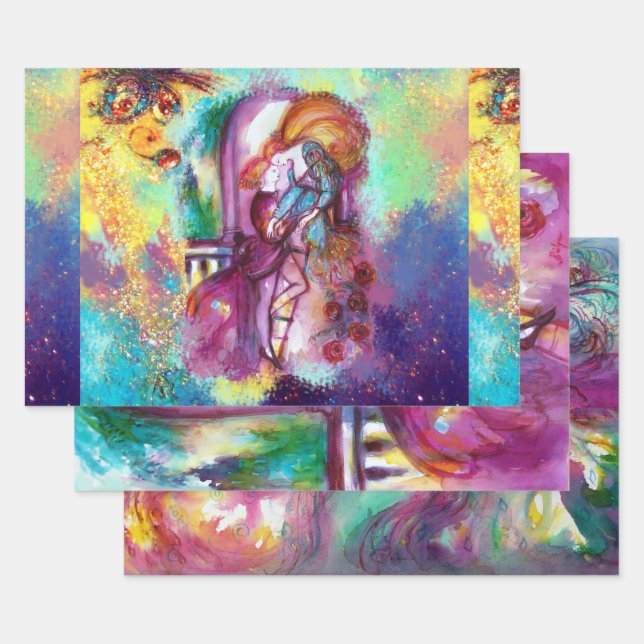 ROMEO AND JULIET Romantic Valentines's Day  Wrapping Paper Sheets (Set)