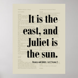 Romeo and Juliet Shakespeare Quote 'The East' Poster