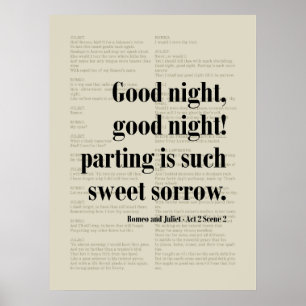 Romeo and Juliet Shakespeare Such Sweet Sorrow Poster