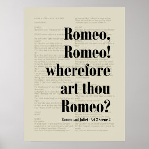 Romeo and Juliet Shakespeare Wherefore Art Thou Poster