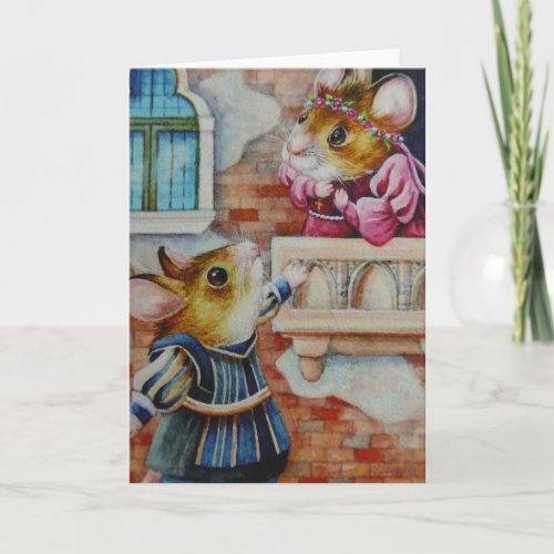 Romeo  Juliet Field Mice Watercolor Art Card