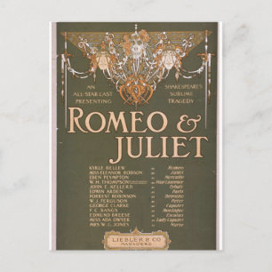 Romeo & Juliet, 'Liebler & Co' Retro Theater Postcard