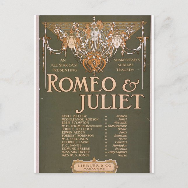 Romeo & Juliet, 'Liebler & Co' Retro Theater Postcard (Front)