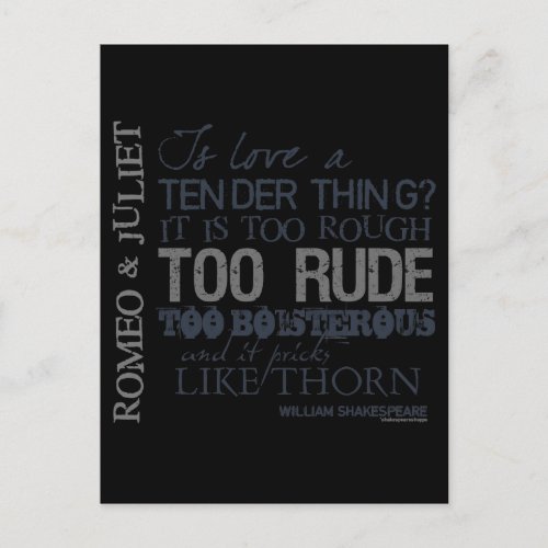 Romeo  Juliet Love Quote Postcard