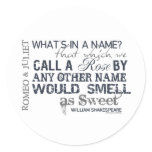 Romeo & Juliet Name Quote Classic Round Sticker