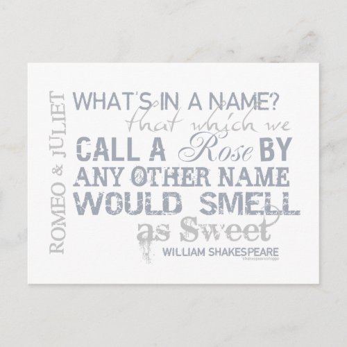 Romeo  Juliet Name Quote Postcard