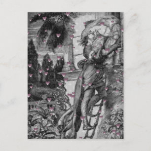 Romeo & Juliet Vintage Valentine Hearts Holiday Postcard