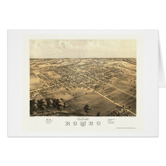 Romeo, MI Panoramic Map - 1868 Cards (Front Horizontal)
