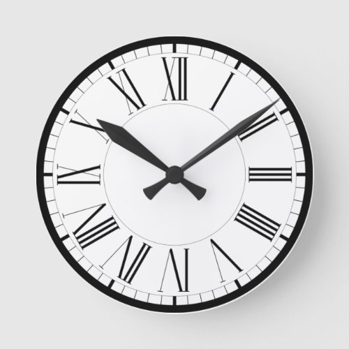 Rmische Ziffern schwarz weiss klassische Round Clock