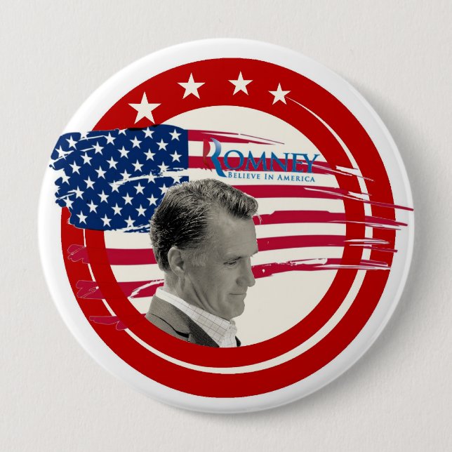 Romney 2012 "Believe in America" Pinback Button (Front)