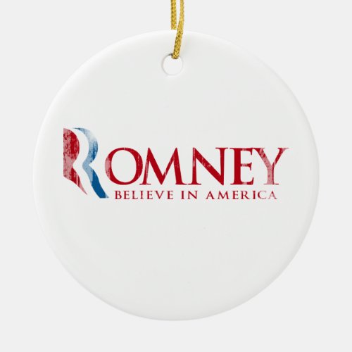 Romney _ Believe in America red Ceramic Ornament