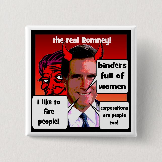 Romney gaffs binder full of women pinback button (Front)