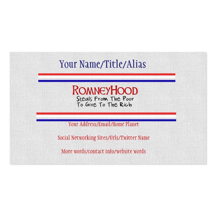 Romney Hood Business Card Templates