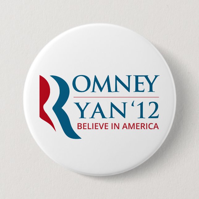 Romney / Ryan 2012 for US President and VP Button (Front)