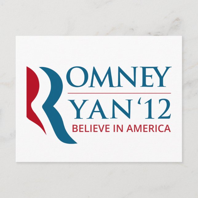Romney / Ryan 2012 for US President and VP Postcard (Front)
