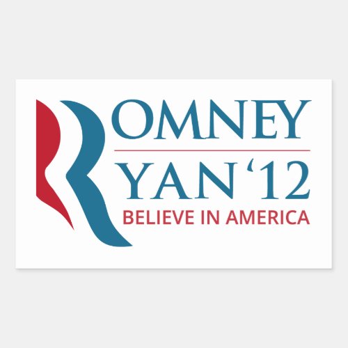 Romney  Ryan 2012 for US President and VP Rectangular Sticker