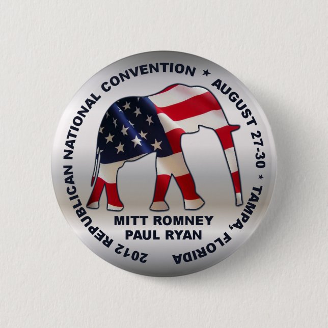 Romney Ryan 2012 GOP Convention Button (Front)
