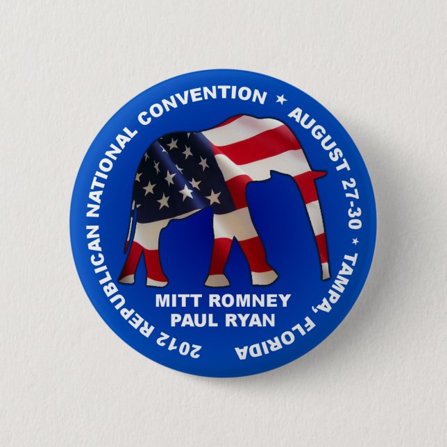 Romney Ryan 2012 GOP Convention Pinback Button (Front)