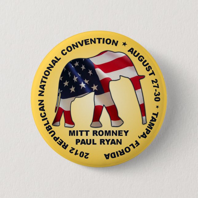 Romney Ryan 2012 GOP Convention Pinback Button (Front)