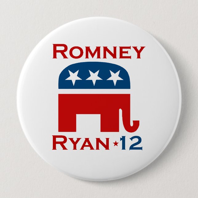 ROMNEY RYAN 2012 GOP PINBACK BUTTON (Front)