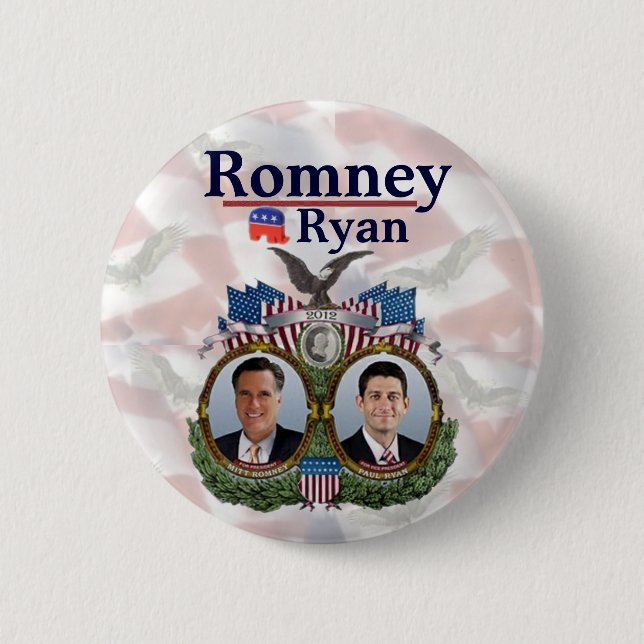 Romney Ryan 2012 Jugate Pinback Button (Front)