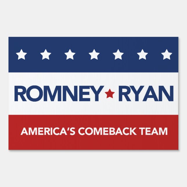 Romney Ryan America's Comeback Team Yard Sign (Back)