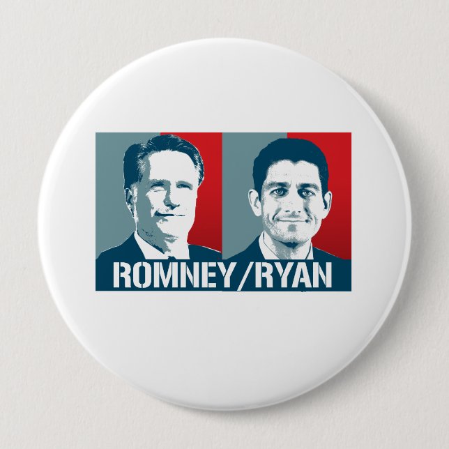 ROMNEY RYAN ART PINBACK BUTTON (Front)