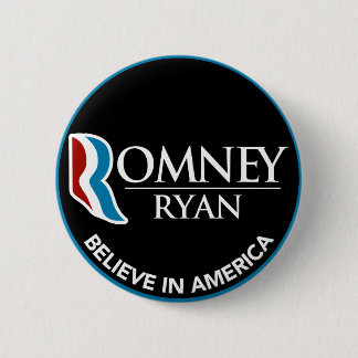 Romney Ryan Believe In America Round Black Button
