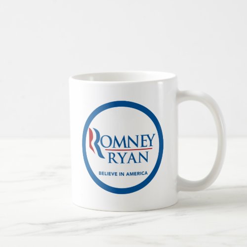 Romney Ryan Believe In America Round Blue Border Coffee Mug