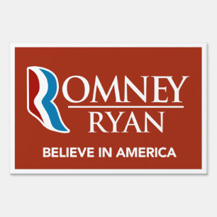 Romney Ryan Believe In America Yard Sign (Red)