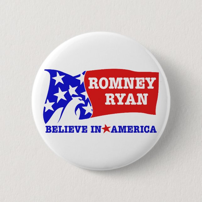 Romney Ryan Eagle Flag Pinback Button (Front)