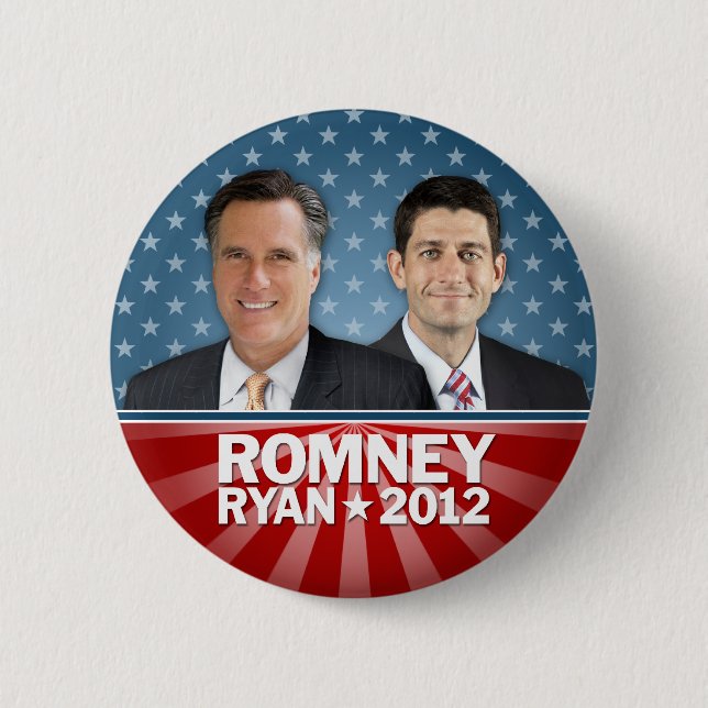 Romney Ryan - Jugate with Stars and Stripes Pinback Button (Front)