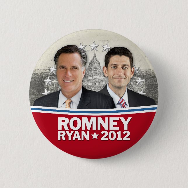 Romney Ryan - Jugate with Vintage White House Button (Front)